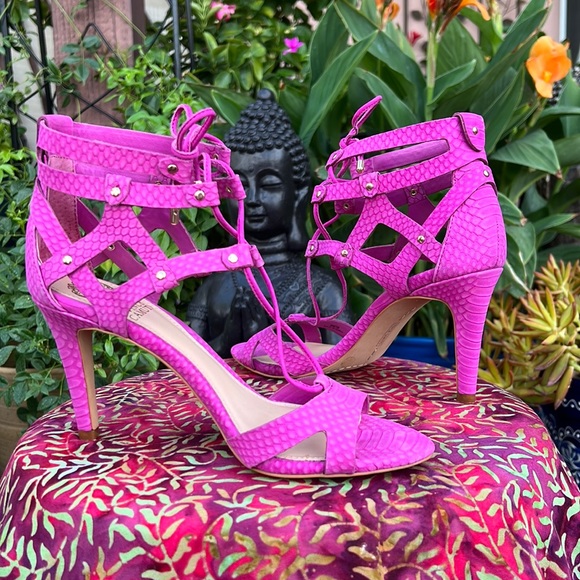 Vince Camuto Pink Orchid Strappy High Heel Summer Sandals - Picture 16 of 17